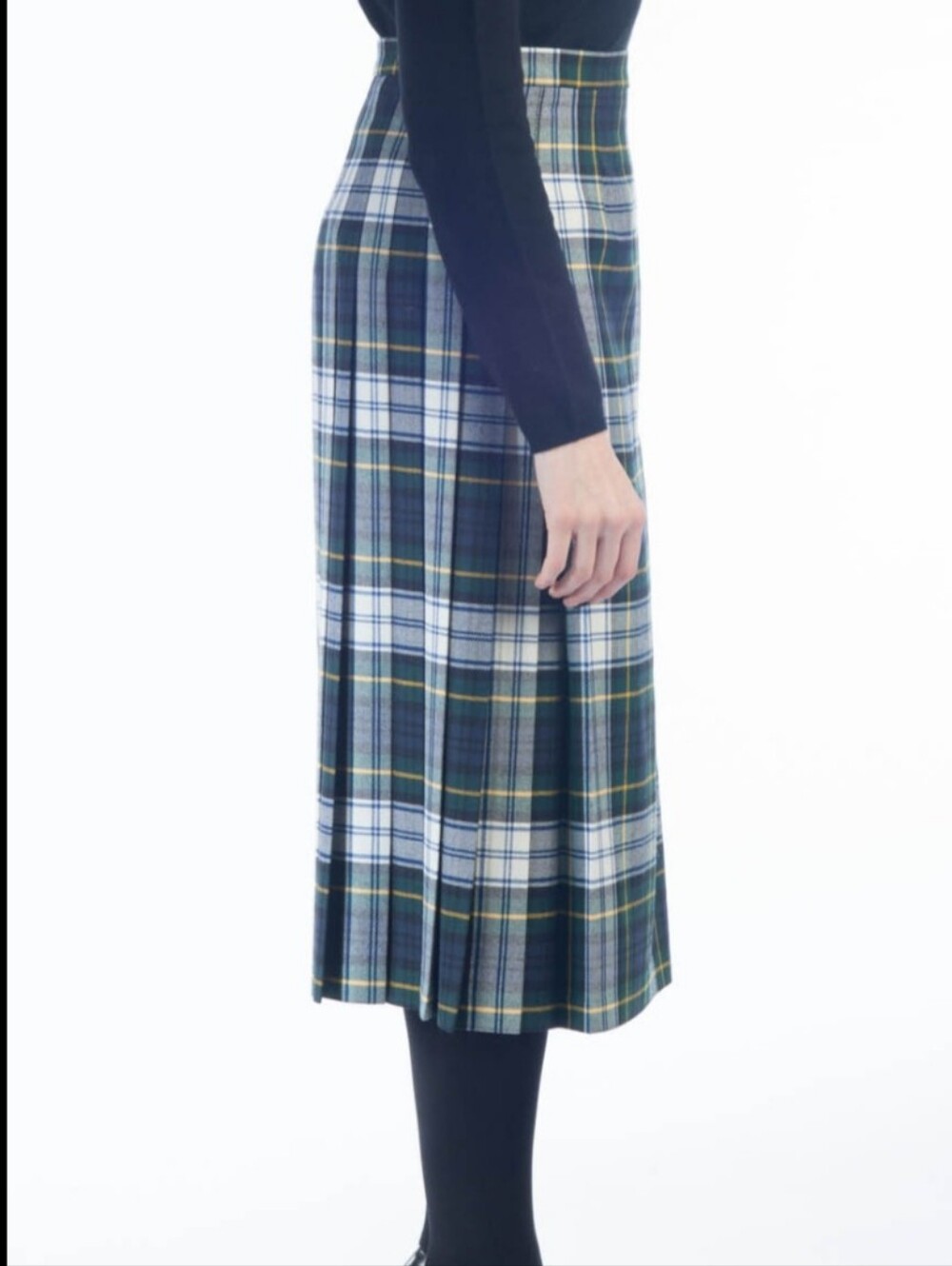 Green Tartan Pleated Kilted Skirt